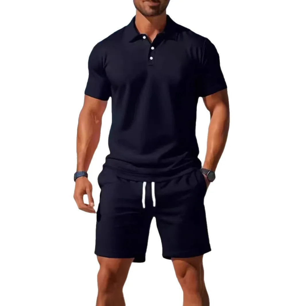 Fashionable Short Sleeve  Shirt And Shorts Set for Men Summer Casual Wear round Neck Mesh Fabric Comfortable Breathable