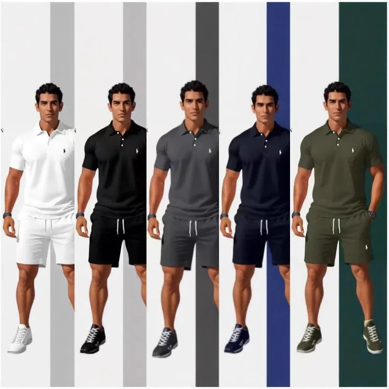 Fashionable Short Sleeve  Shirt And Shorts Set for Men Summer Casual Wear round Neck Mesh Fabric Comfortable Breathable