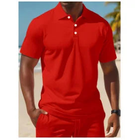Fashionable Short Sleeve  Shirt And Shorts Set for Men Summer Casual Wear round Neck Mesh Fabric Comfortable Breathable